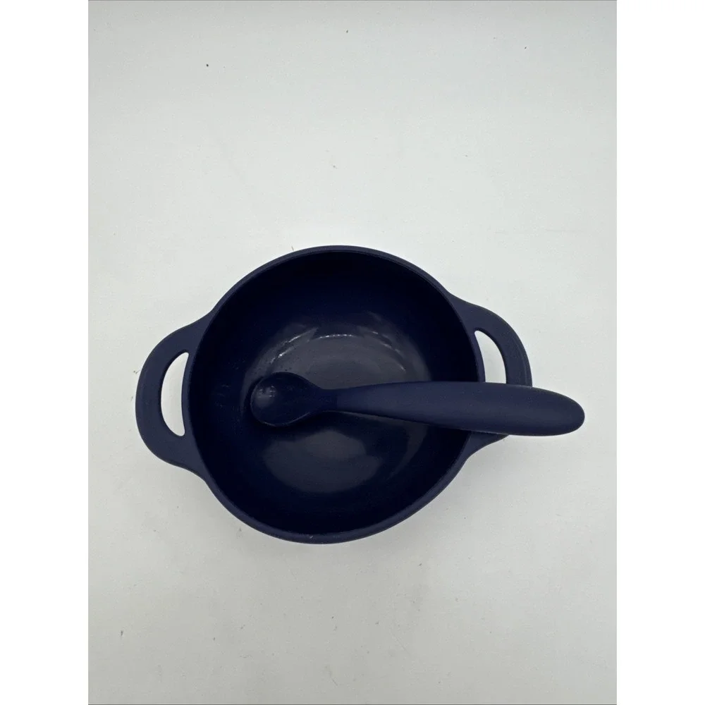 Bazzle Baby Anchor Silicone Suction Bowl With Spoon Navy Color No Lid